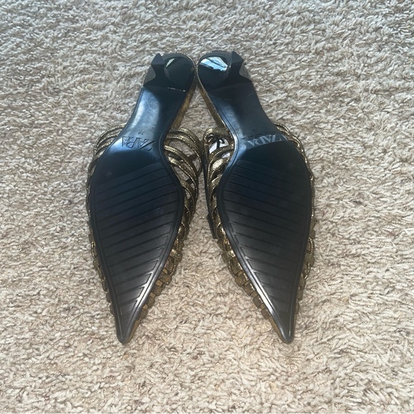 Zara Gold Woven Women's Shoes Sz 8.5 NWT - Picture 4 of 4